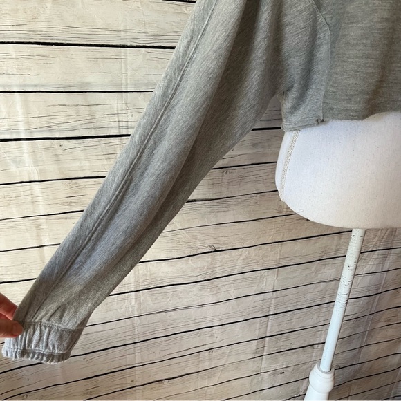 Free People Movement Surfside Cyclebar Gray Cropped Sweatshirt with Black Logo - Picture 8 of 12